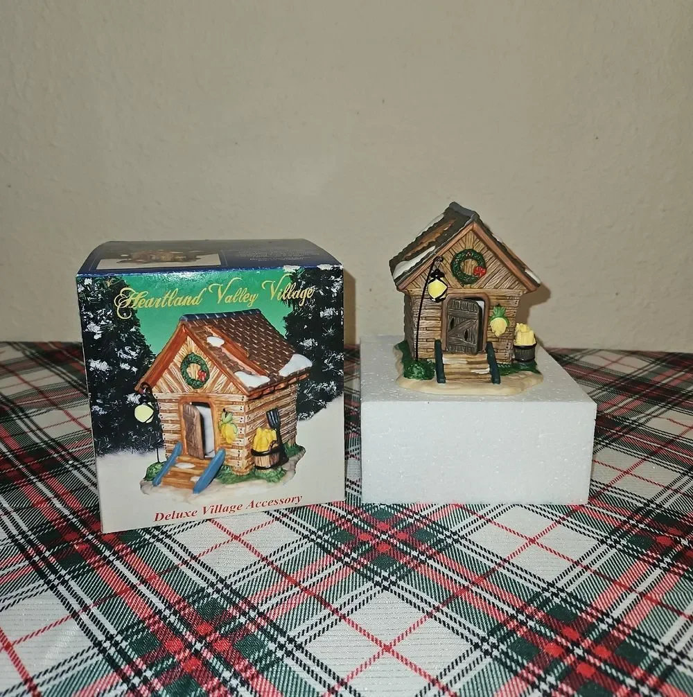 Heartland Valley Village Porcelain Log Cabin Figurine Table Accent Decor
